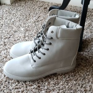 Men's Women's Light Gray Combat Boots